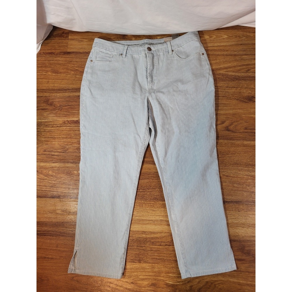 NWT‎ Chico's So Slimming Girlfriend Slim Leg Blue White Stripe 2.5P 14P